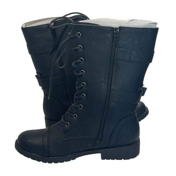 Top Moda Pack-72 Women's Fashion Mid Calf Combat Military Lace Boots Size 9 - Picture 7 of 13